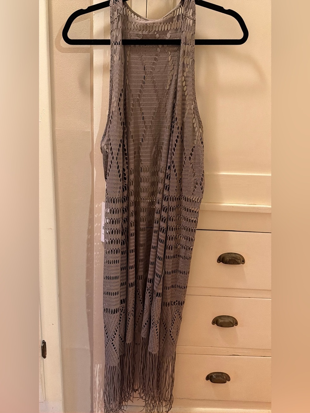 Beach Bunny Taupe Crochet Maxi Cover-Up Dress